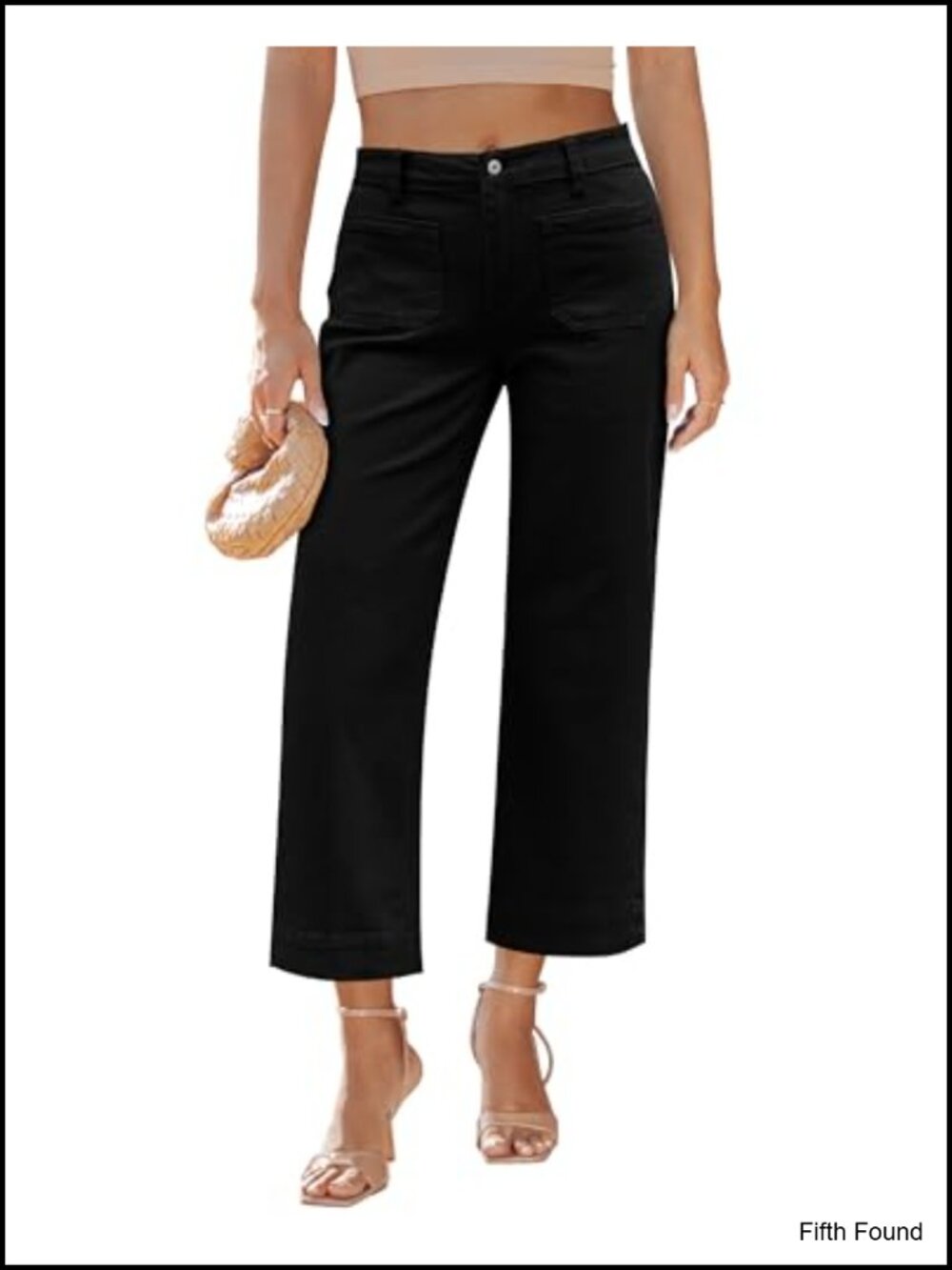 High Waisted Wide Leg Cropped Jeans Stretchy Denim Pants